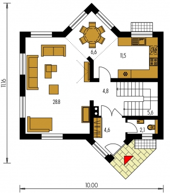 Mirror image | Floor plan of ground floor - HARMONIA 38